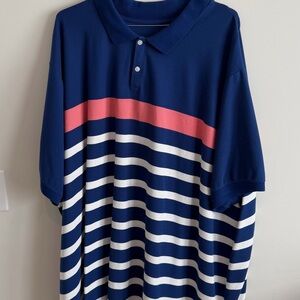 Harbor Bay Navy Polo with White Stripes and Pink Accent Big and Tall 7XLT